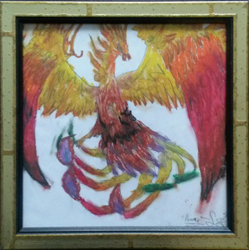 Pheonix Mythical Oils & Graphite Art by Lucy Jane